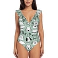 thumbnail image 2 of Yiaed Puppy Print Women's Ruffled One Piece Swimsuit V Neck Swimwear Slimming Monokini for Woman-X-Large, 2 of 8