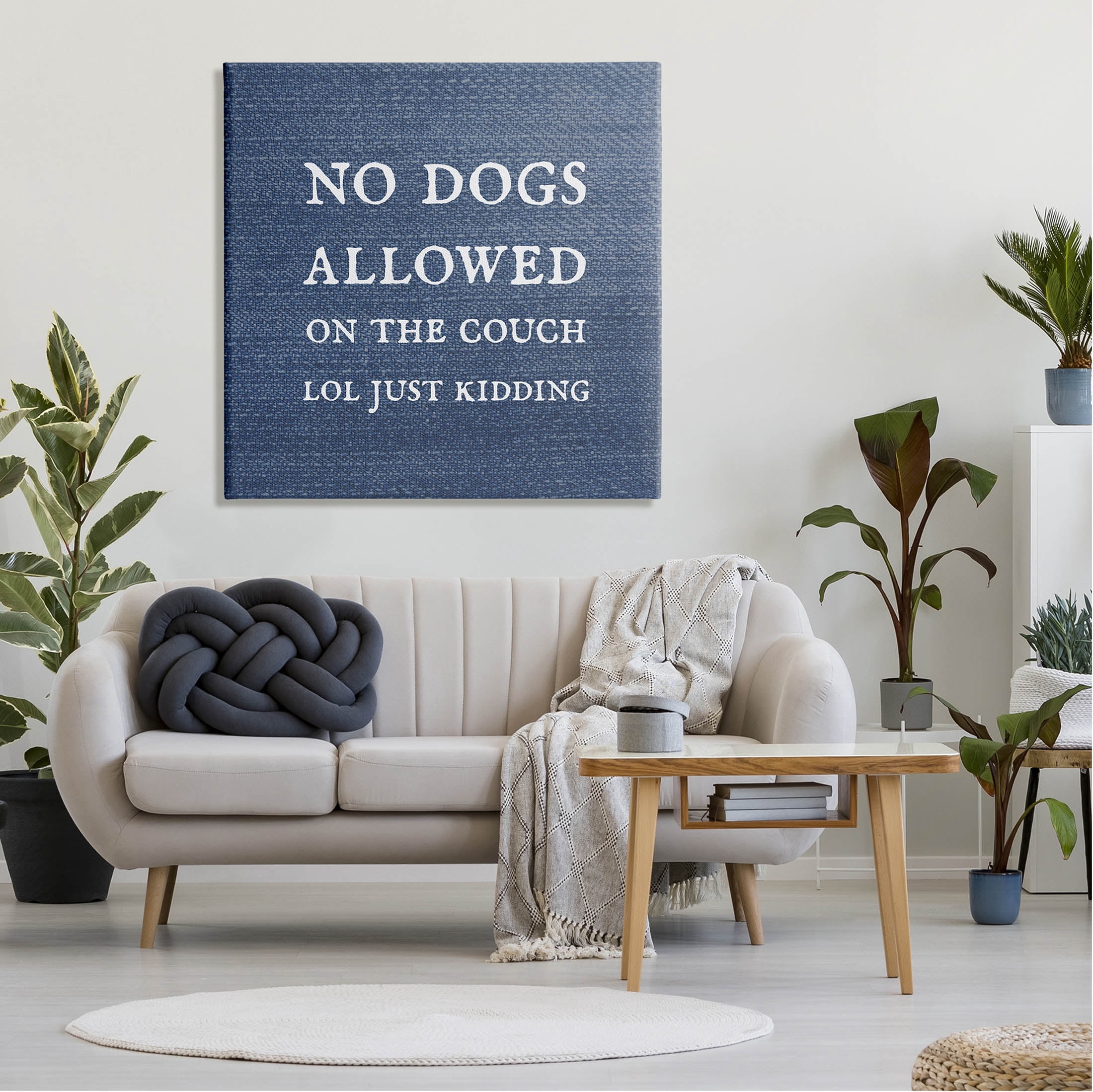 No Dogs Allowed Just Kidding Funny Pet Typography Graphic Art Gallery Wrapped Canvas Print Wall Art