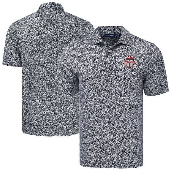 Men's-Cutter & Buck  Black Toronto FC Pike Eco Flora Print Recycled Polo