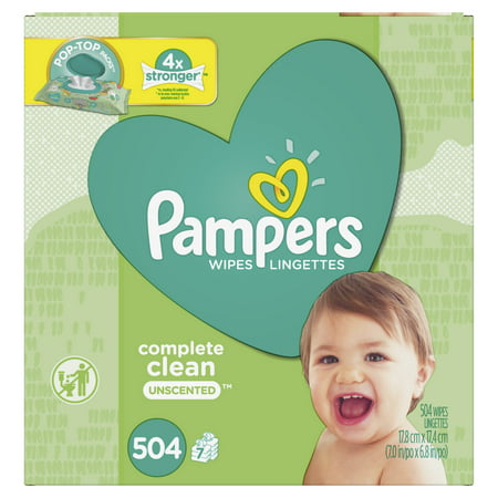 Pampers Baby Wipes Complete Clean Unscented 7X Pop-Top Packs 504