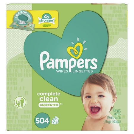 Moist Wipes Pop - Pampers Baby Wipes Complete Clean Unscented 7X Pop-Top Packs 504 Count