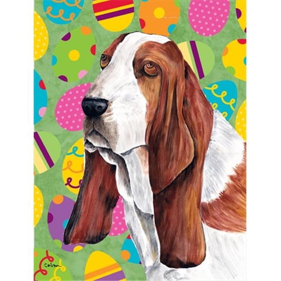 11 x 15 in. Basset Hound Easter Eggtravaganza Garden Size Flag