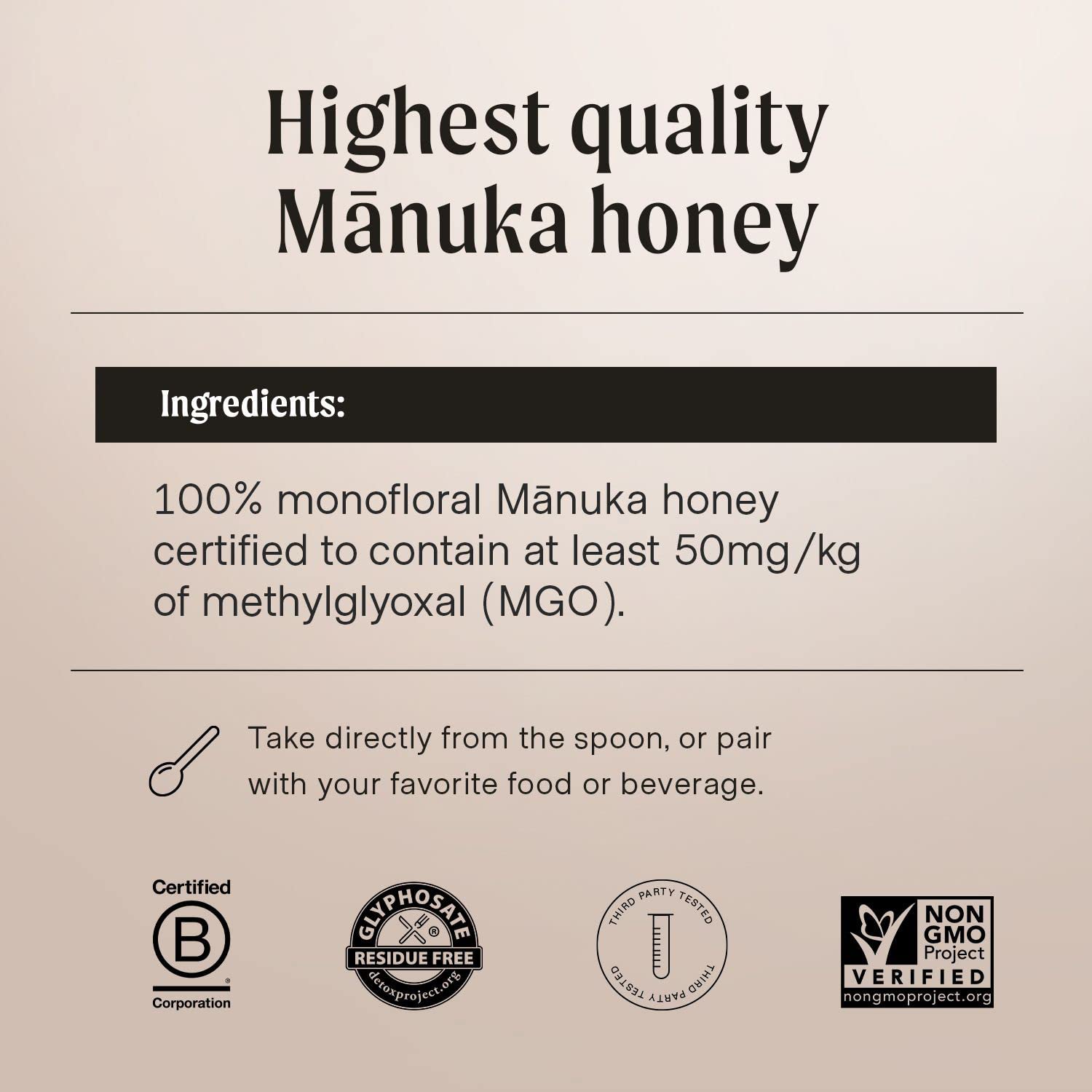 Raw Manuka Honey, Mgo 50+, New Zealand Honey, Non-gmo, Traceable From 