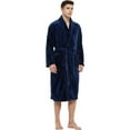 thumbnail image 5 of U2SKIIN Mens Fleece Robe, Soft Warm Long Plush Shawl Collar Fleece Bathrobe(Navy, L-XL), 5 of 6