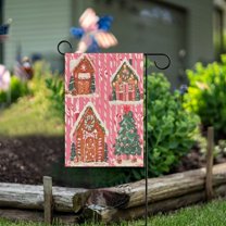 Yayeee Garden Flag 12"x18" Double Sided Outdoor Yard Lawn Holiday Decorations, Brown Gingerbread Houses
