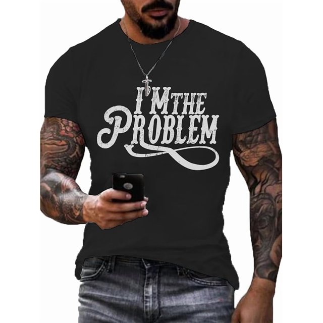 Camiseta con una frase atrevida y atrevida "SI YO SOY EL PROBLEMA, ENTONCES TÚ PODRÍAS SER LA RAZÓN" y un genial gráfico de calavera de cuernos largos.