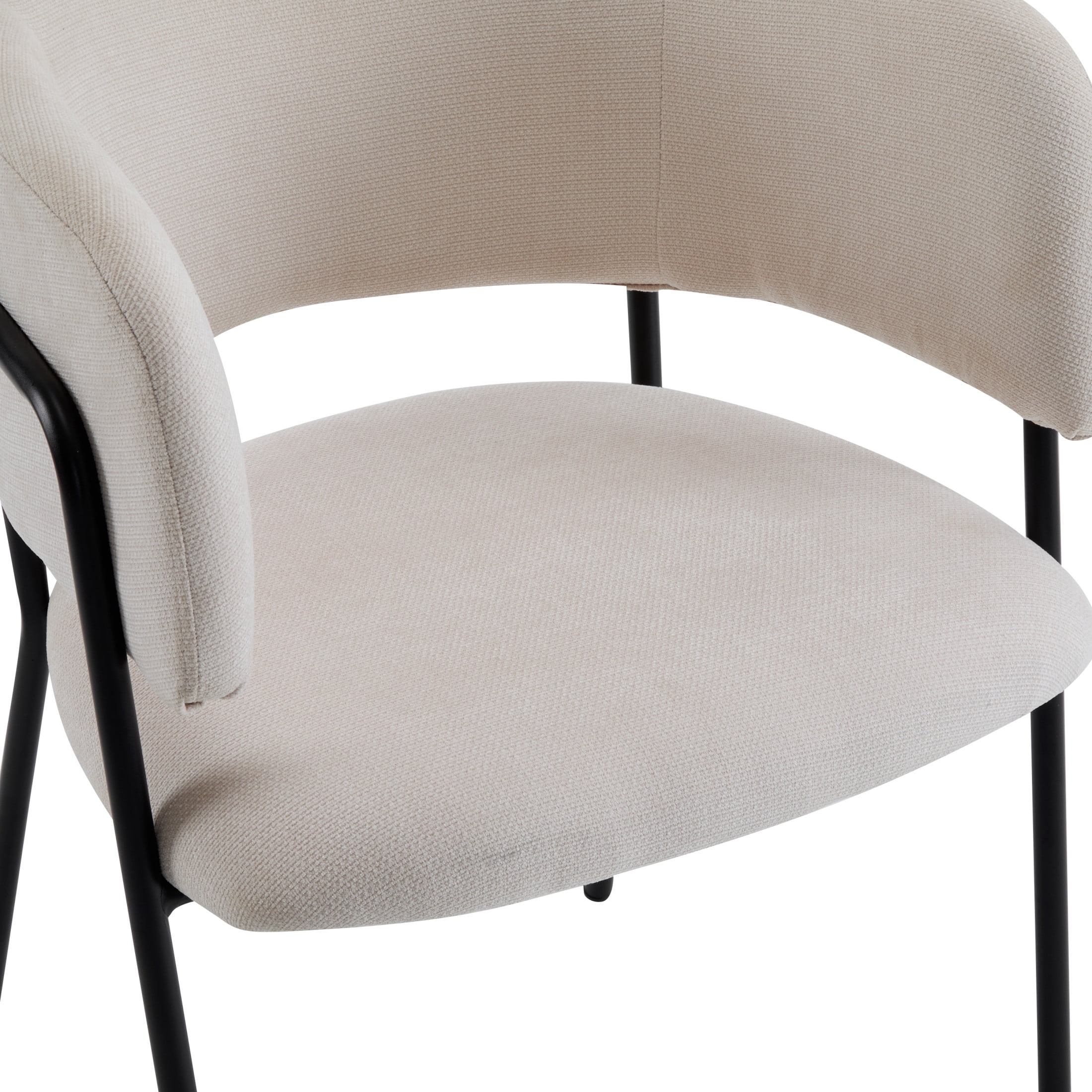 Cecil Modern Upholstered Dining Chairs, Armchairs with Metal Legs, Beige, Set of 2