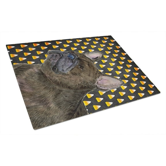 Caroline's Treasures French Bulldog Candy Corn Halloween Portrait Glass Cutting Board Large