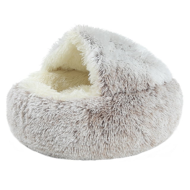 Cama para gatos para un sueño profundo, felpa y cálida cueva para gatos, cómoda y de apoyo