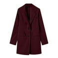 thumbnail image 4 of Luxalzxs Trench Coat for Women 2023 Business Attire Solid Color Long Sleeve Single Breasted Slimming Cardigan Suit Coat Top, 4 of 5