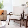 thumbnail image 6 of Okeysen Accent Chair Mid Century Modern Fabric Upholstered Armchair with Wood Frame Thick Cushions Adult for Living Room Bedroom, White, 6 of 7