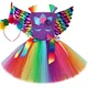 thumbnail image 2 of Disfraz de unicornio para niñas, fiesta de cumpleaños, vestidos de tutú, vestido de princesa unicornio con flores de arco iris, disfraces de Halloween para niñas pequeñas, 2 of 5