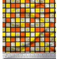 thumbnail image 1 of Soimoi Poly Crepe Fabric Geometric Square,Text & Bear Face Kids Print Fabric by Yard 42 Inch Wide, 1 of 3