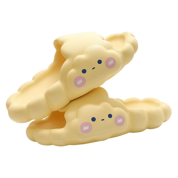 adviicd Slippers for Girls Kids Cloud Slides Girls Boys Slip On Slide Sandals Comfort Non-Slip Thick Sole Slippers Summer Shower Shoes Pool Beach Water Shoes (Yellow,2)