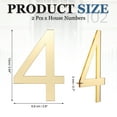 thumbnail image 2 of Uxcell House Numbers, 2 Pcs 4 Inch Self-adhesive Acrylic Modern House Number for Outside Address Mailbox Door Farm House Office Apartments Hotel Room, Gold (4), 2 of 7