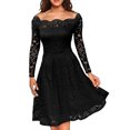 thumbnail image 2 of Women's Lace Dress One-Line Neck Clothing Business Fashion Trend Women's Gown Tight Fitting Elegant Atmospheric Dresses Women Evening Dress Black M, 2 of 4