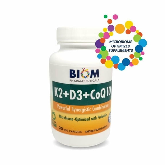 Biom Probiotics Bone Health Brain Supplements Vitamin D3 K2, CoQ10, Immune Support Adults 30 Capsule