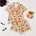 thumbnail image 2 of Gyexs Halloween Pajamas Sleepwear for Women Printed Collar Short Sleeve Shorts Pajama Set Pjs Womens Pajamas #A01 Khaki, Size XL, 2 of 9