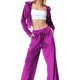 thumbnail image 1 of Gibobby Conjunto de sudadera informal para mujer Sudadera de manga larga con capucha de color liso para mujer, pantalones, traje de terciopelo(Rosa caliente,M), 1 of 5
