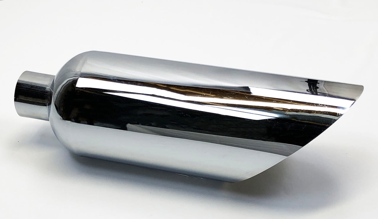 Exhaust Tip 6.00" Outlet 2.50" Inlet 18.00" Long Slant 304 Stainless Chrome Plated WCHRSS60018-250-S Wesdon Exhaust Tip
