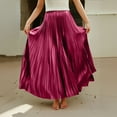 thumbnail image 6 of Yucgh Women's Pleated Solid Color Maxi Skirt with Large Swing, A-line Floor Length Skirt, Casual Flowy Skirt with Elastic Waist,Hot Pink,S, 6 of 8
