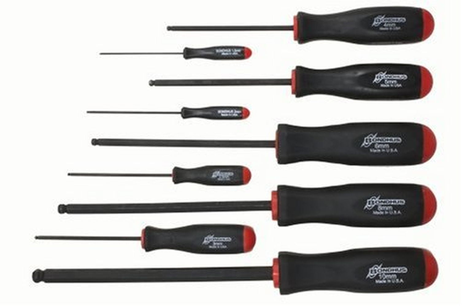 Bondhus 74699 Set of 9 Balldriver Screwdrivers ProHold Tip,sizes 1.5-10mm