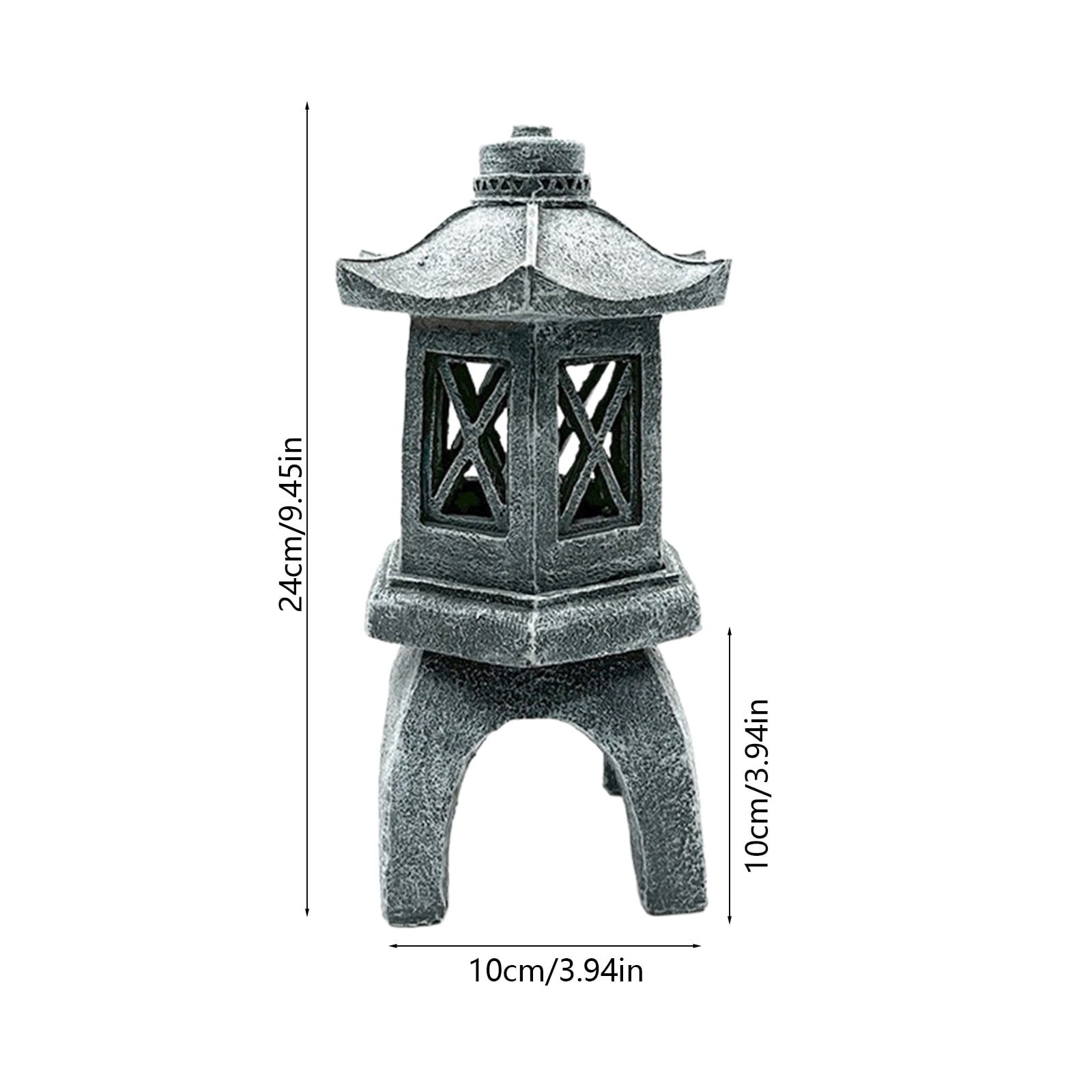 NWOKYZGH 1Pc Solar Pagoda Lantern Garden Statue,Indoor/Outdoor Zen Asian Decor for Landscape Balcony,Garden,Patio,Porch Yard Art Ornament,Polyresin, Stone Finish
