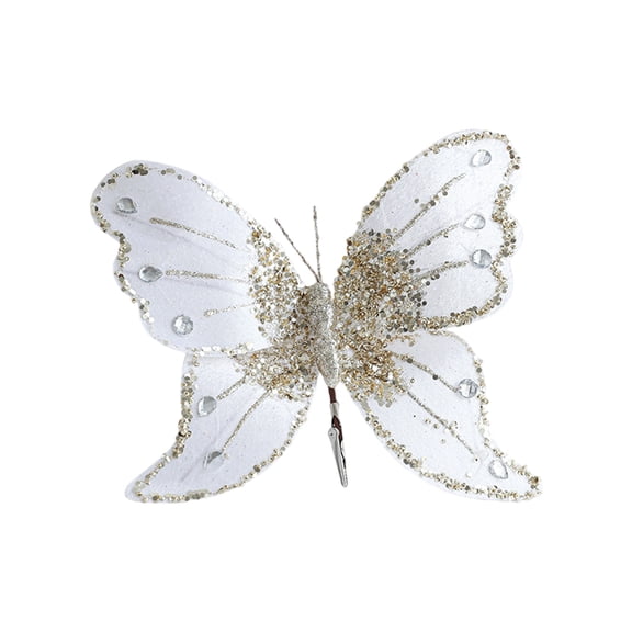 Shatterproof Butterfly Christmas Decoration 25Cm Glittering Velvets Wing Design Indoor Outdoor Holiday Party Supplies