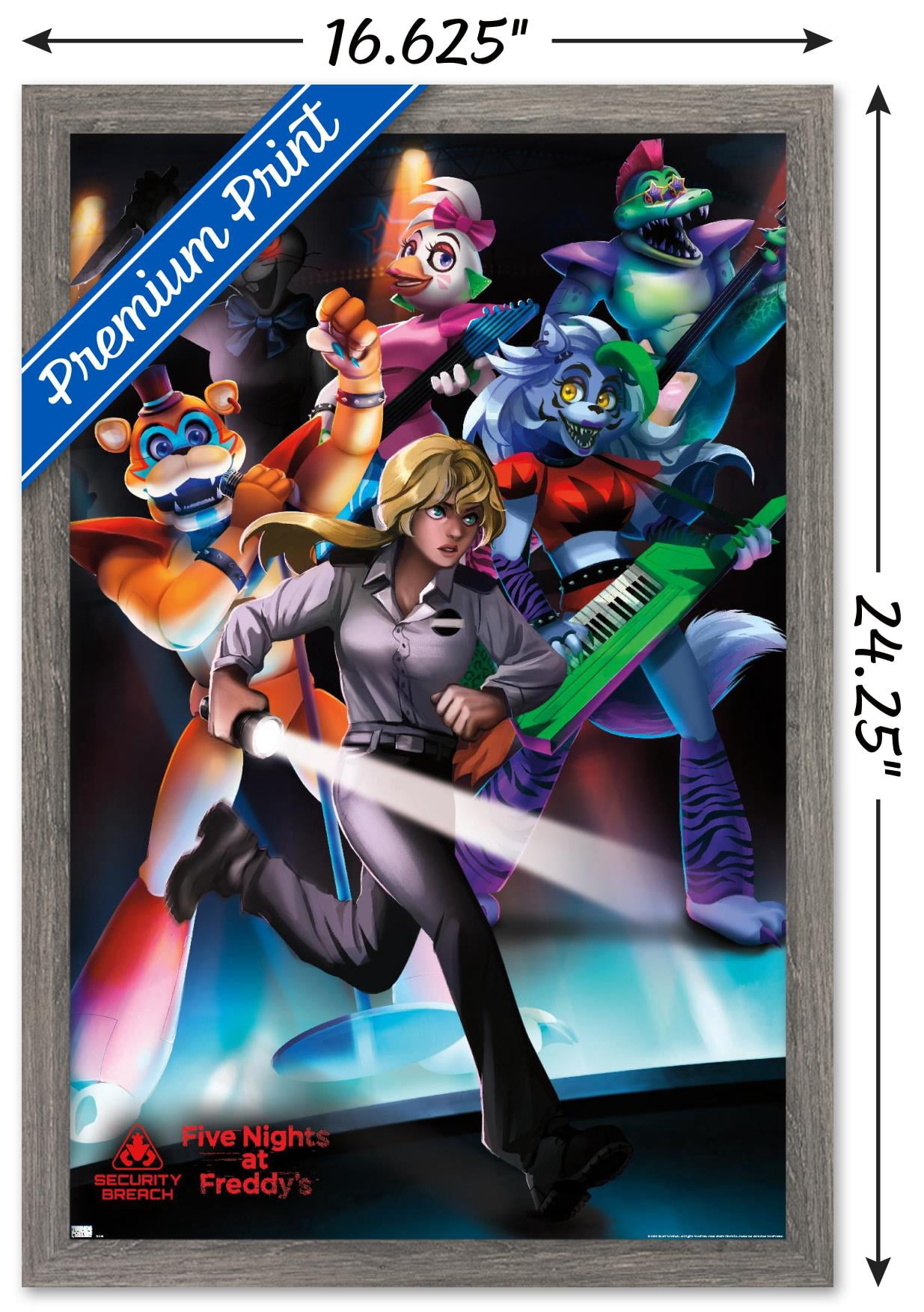 Five Nights at Freddy's: Security Breach - Group Wall Poster, 14.725" x 22.375", Framed