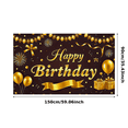 thumbnail image 3 of Gorgeous Gold Themed Happy Birthday Banner Background Backdrop with Balloons Bows and Fireworks Party Decoration for Birthday Party Photography Props and Home Decor, 3 of 8