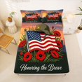thumbnail image 5 of Manfei Usa Flag Flower Queen Sheets,Honoring The Brave Printed Queen Sheet Sets,4pcs,1 Flat Sheet, 1 Fitted Sheet and 2 Pillowcases, 5 of 6