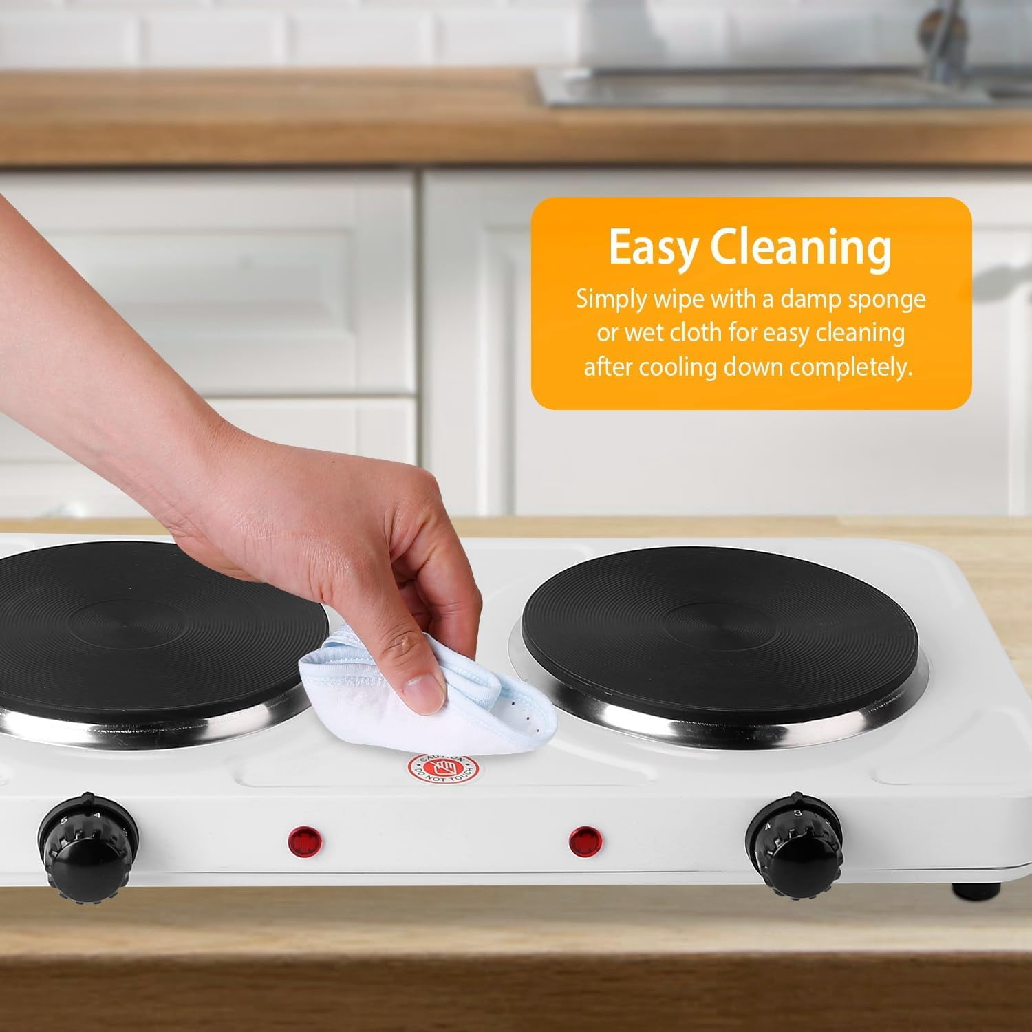 LASIEYO 2000W Portable Electric Double Burner, Dual Flat Electric Stove Burner Hot Plate for Cooking Kitchen Dorm Camping, White