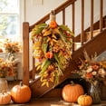 thumbnail image 5 of Cadancy Fall Decorations Artificial Pumpkin Berry Pine Cone Maple Leaf Teardrop Swag for Fireplace Mantle Door Hanging Harvest Wreath Autumn Thanksgiving Farmhouse Home Decoration, 5 of 6
