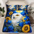 thumbnail image 2 of Castle Fairy Wildlife White Owl Twin Sheet Sets 3pcs for Female Men Women,Chic Floral Sunflower Rose Twin Fitted Sheet Microfiber,Blue Yellow Breathable Flat Sheet,Lightweight Room Decor, 2 of 7