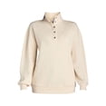 thumbnail image 2 of Time and Tru Women's Mock Neck Henley Pullover Sweatshirt, Sizes XS-XXXL, 2 of 6