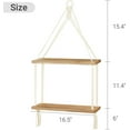 thumbnail image 3 of Mkono Macrame Wall Hanging Shelf 2 Tier Boho Room Decor Handmade Cotton Rope Rustic Wood Floating Shelves Display Photos Plants Hanging Storage Shelving for Living Room Nursery Bathroom Bedroom, 3 of 8