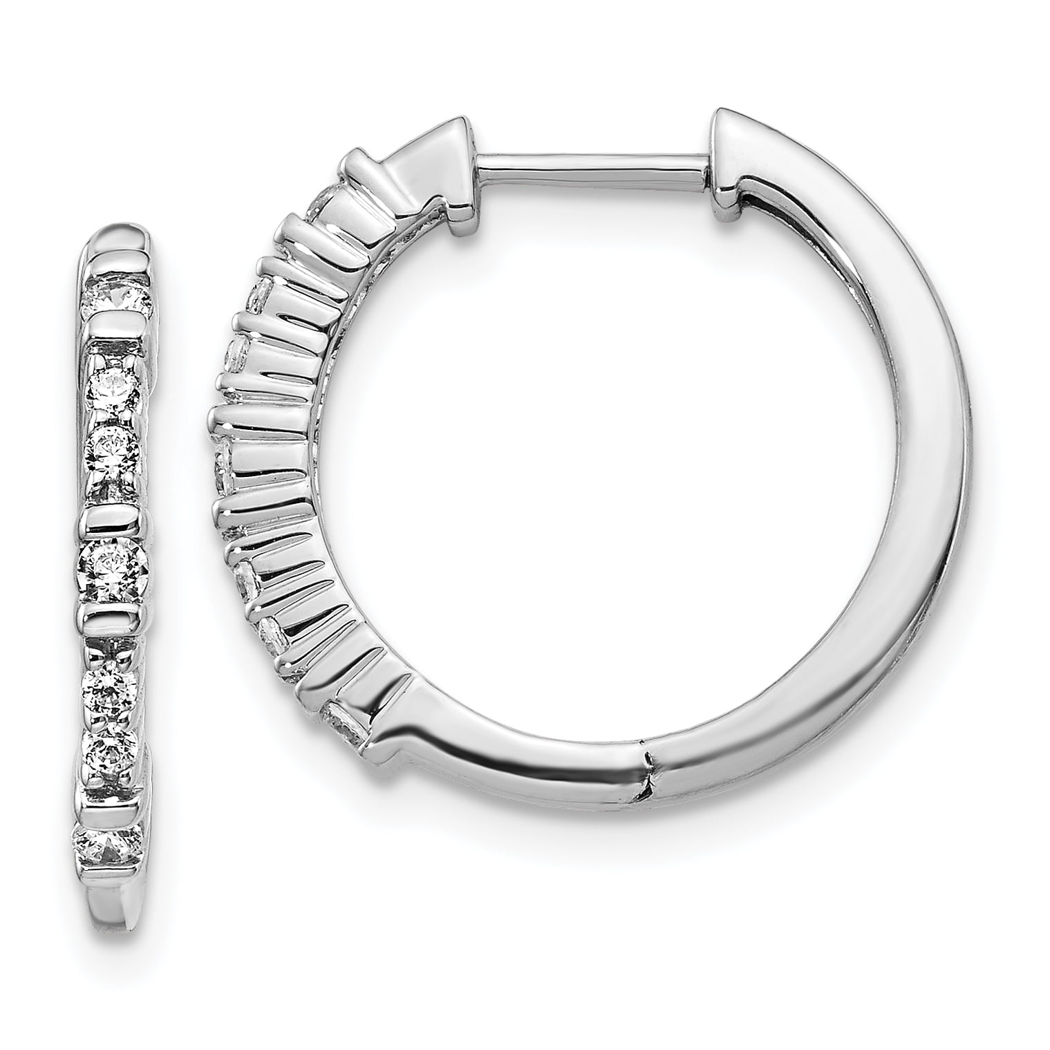 14K White Gold Diamond Hoop Earrings (0.246Ct)