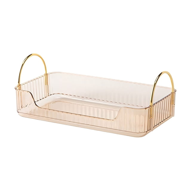 SDNall Plastic Storage Box, Racks for Storage, Toy Storage Box, Cosmetic Storage Box, Transparent Ribbon Handle Washbasin Storage Rack Countertop Cosmetics First Layer Storage Box