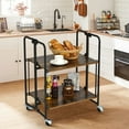 thumbnail image 3 of Gymax Chariot de Bar Pliant à 2 Niveaux Îlot de Service de Cuisine Chariot Utilitaire Étagères de Rangement, 3 of 10