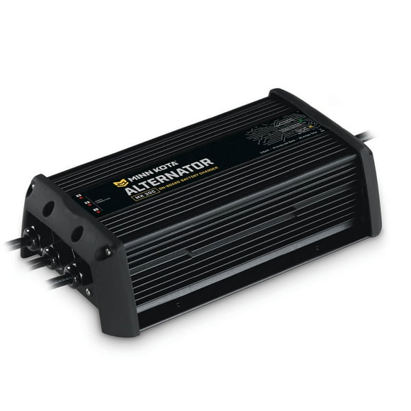 Minn Kota Battery Charger 1821033 MK 3 DC; For 12 Volt Flooded Lead Acid/12 Volt AGM; On-Board; 3-Bank Charger; Alternator DC; 10 Amp Charging Current Per Bank; Waterproof