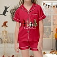 thumbnail image 5 of XEGLSBU Christmas Pajamas for Kids Little Girls Boys Pajamas Set Christmas Kids Short Sleeves Sleepwear 2pcs Button down Classic Loungewear Shorts Girls Pajamas Size 6-7 Nightgown Red Size 6-7 Years, 5 of 5