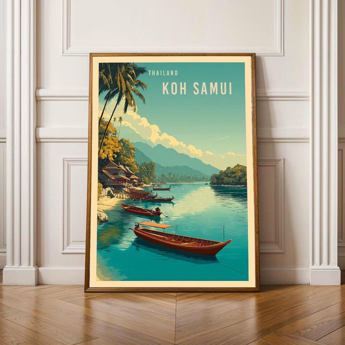 Koh Samui Thailand Travel Poster Vintage Beach Wall Art