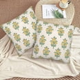 thumbnail image 3 of Yellow Green Floral Pillow Covers 18 x 18 Inch Set of 2, Flower Leaves Block Print Decorations Throw Pillow Covers Outdoor Farmhouse Cushion Case Linen Decor for Home Couch Sofa, 3 of 4