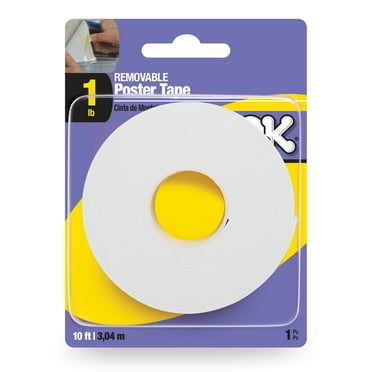 OOK Removable Poster Tape Roll, 10 ft, White, 1lb