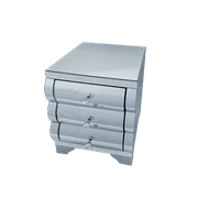 Curved Mirror Nightstand With 3 Drawers Glass Bedside Table For Small Spaces Modern End Table With Stainless Steel Legs Silver