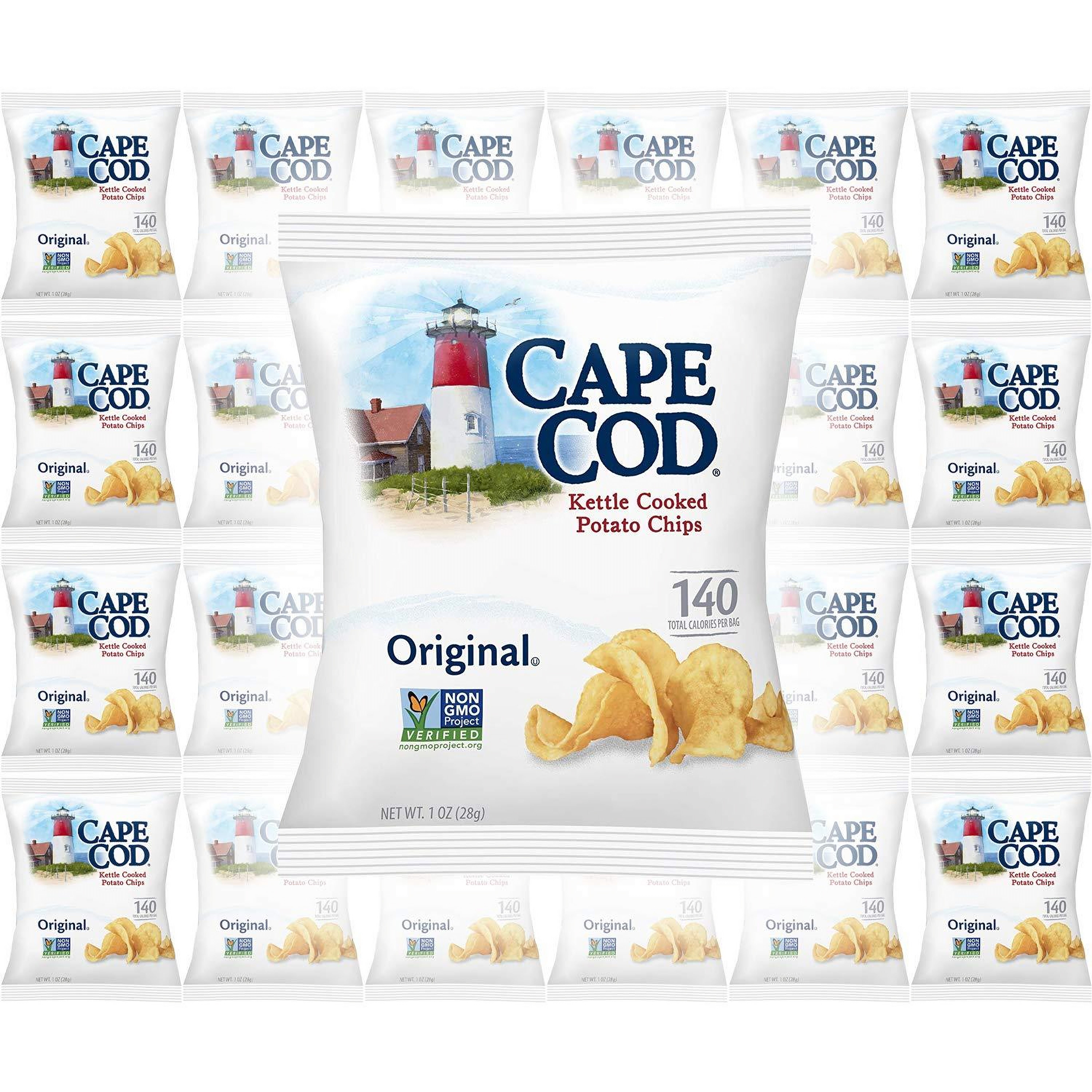 (3 pack) Cape Cod Original Kettle Cooked Potato Chips Gluten Free 1 oz Bags, 24 Pack
