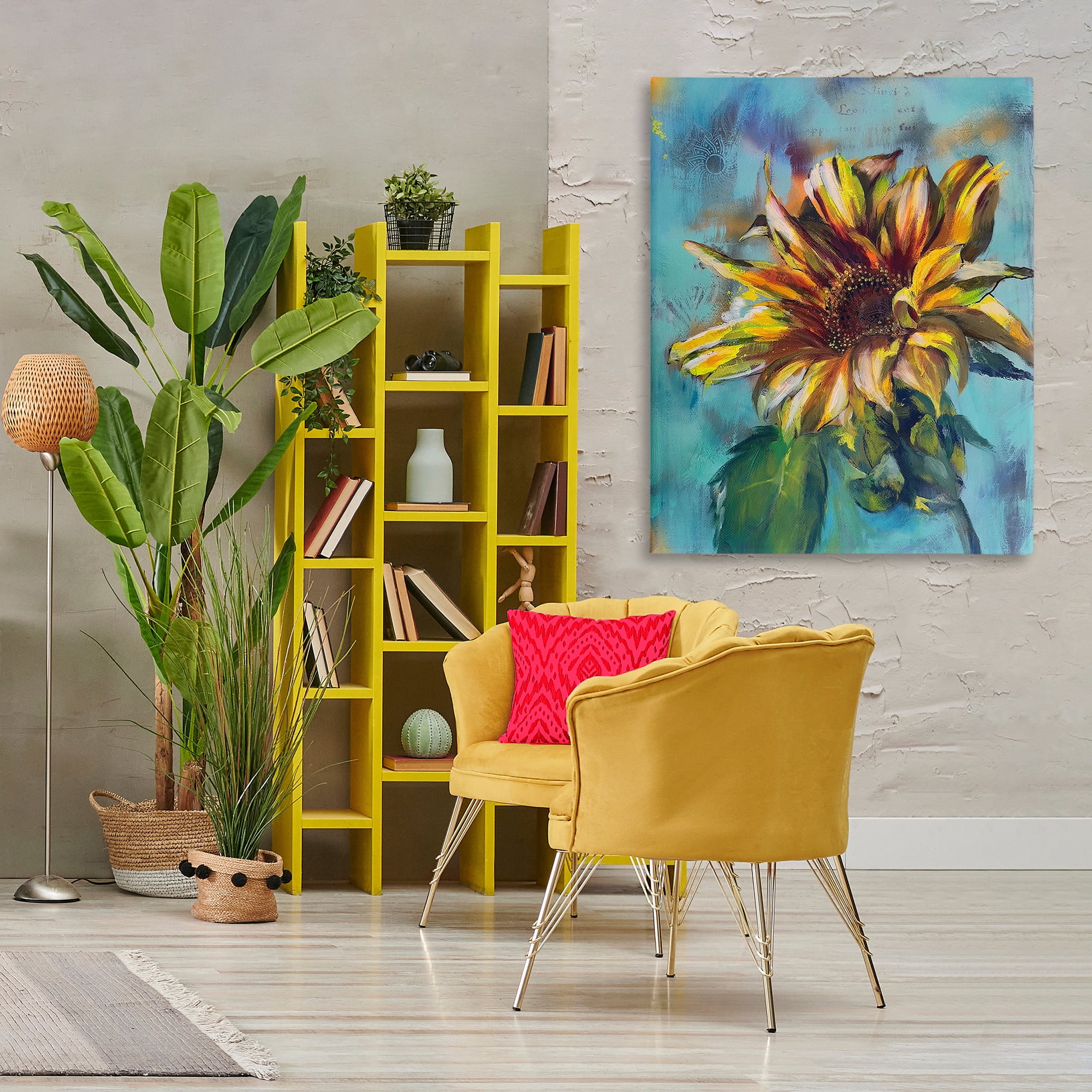 Stupell Industries Finding Spring Sunflower Plants & Flowers Painting Wrapped Canvas Art Print Wall Art, 36 x 48