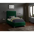 thumbnail image 4 of Meridian Furniture Cruz Solid Wood Tufted Velvet Twin Bed in Green, 4 of 5