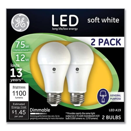 

General Electric 93127324 75 watt LED Bulbs - A19 - White - Pack of 2
