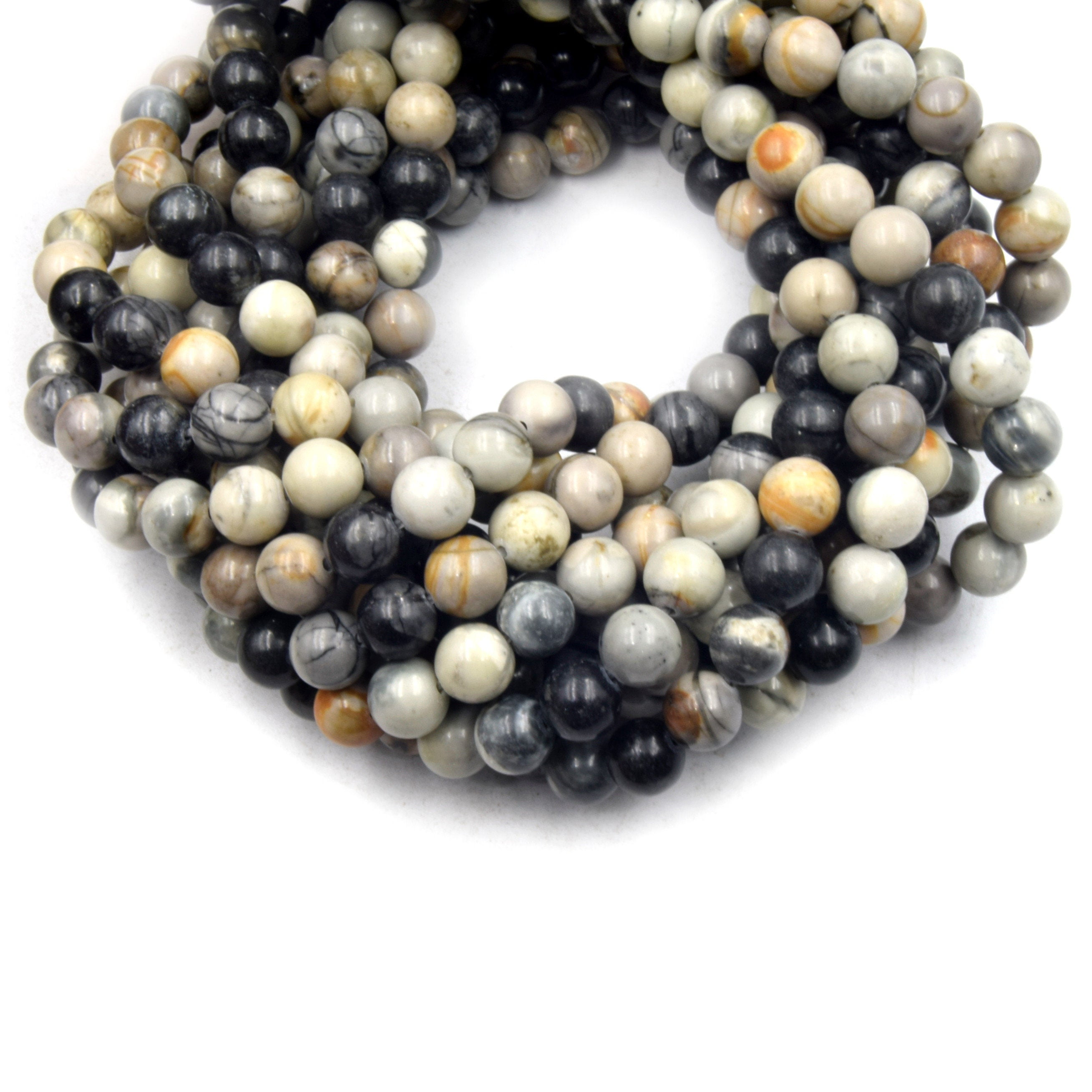 6-14mm natural multicolor Picasso jasper round beads necklace Length optional 